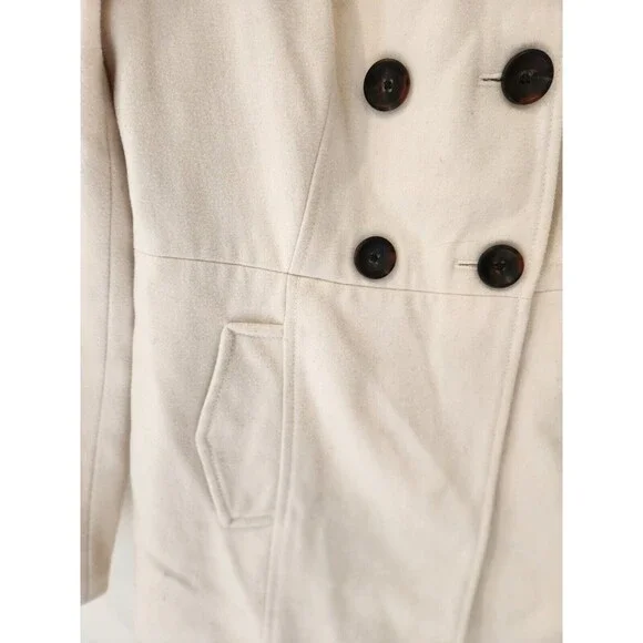 Old Navy Peacoat Women’s Size Extra Small Cream Long Sleeve Hood Lined Pockets - Picture 7 of 9
